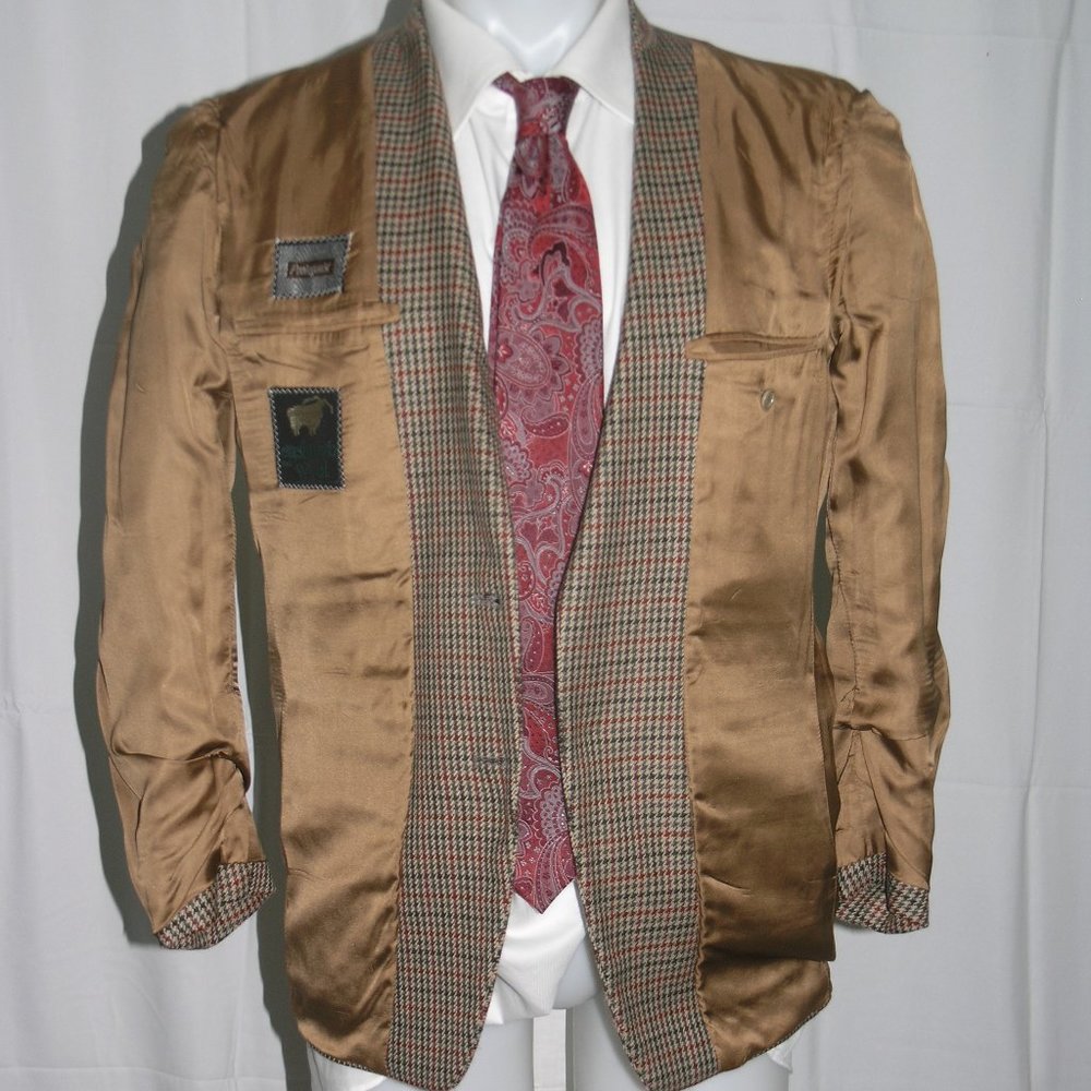 Protagonist Brown Houndstooth Cashmere Blend Two Button Sport Coat 38R - Picture 8 of 11
